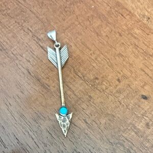 Vintage Turquoise Accent Arrow Necklace - Blue and silver